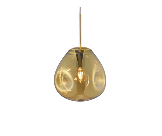 Hanglamp blown glass brass smal