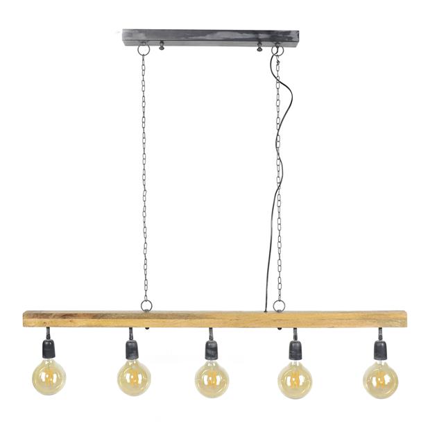 Hanglamp 5L houten balk