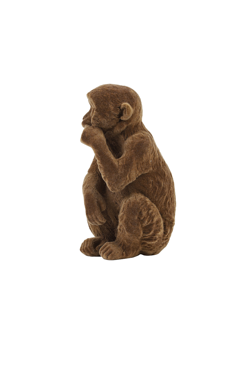 Ornament Monkey velvet bruin 11cm