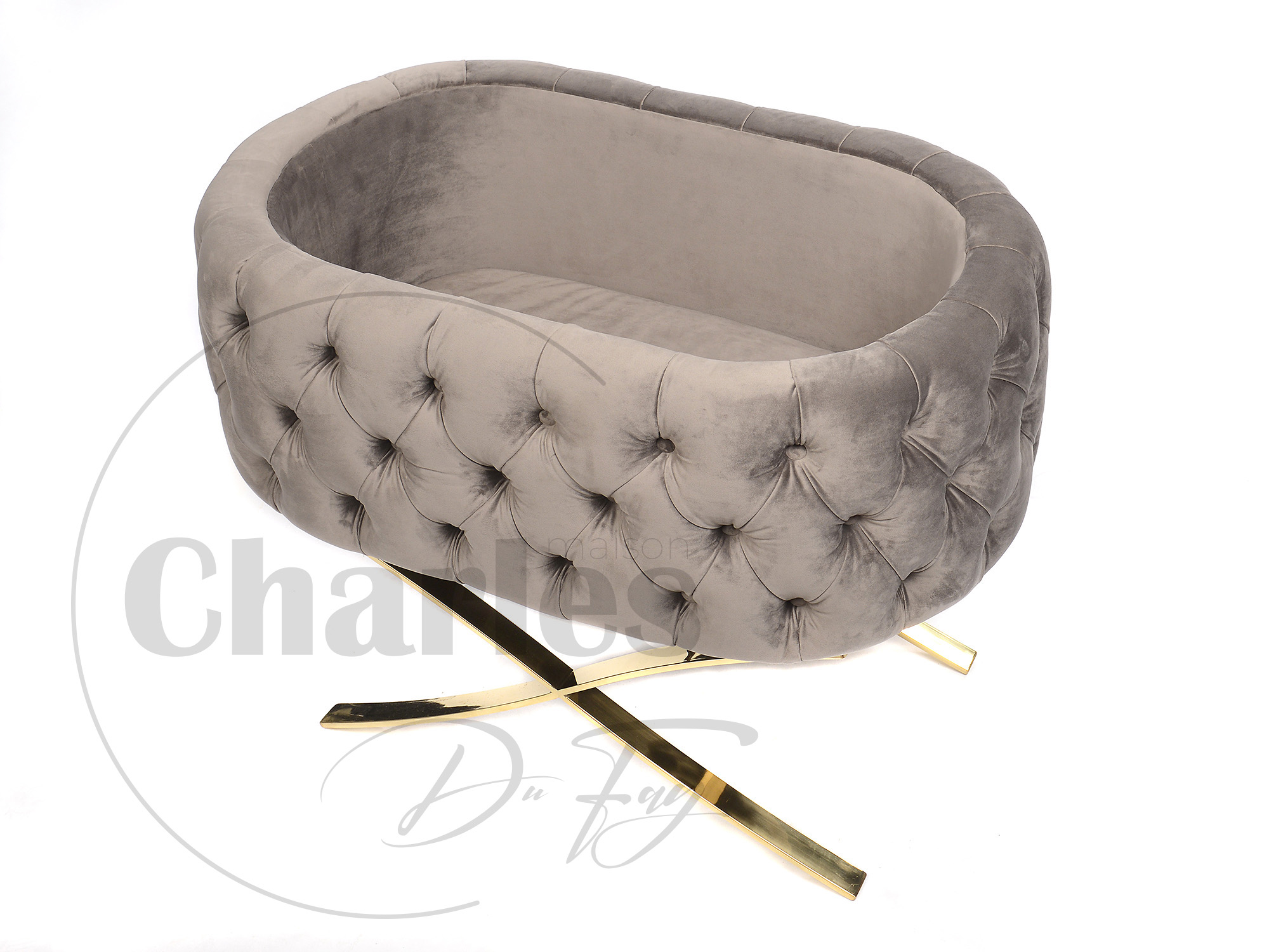 Luxe Baby Wieg - Taupe velvet - Charles Du Fay