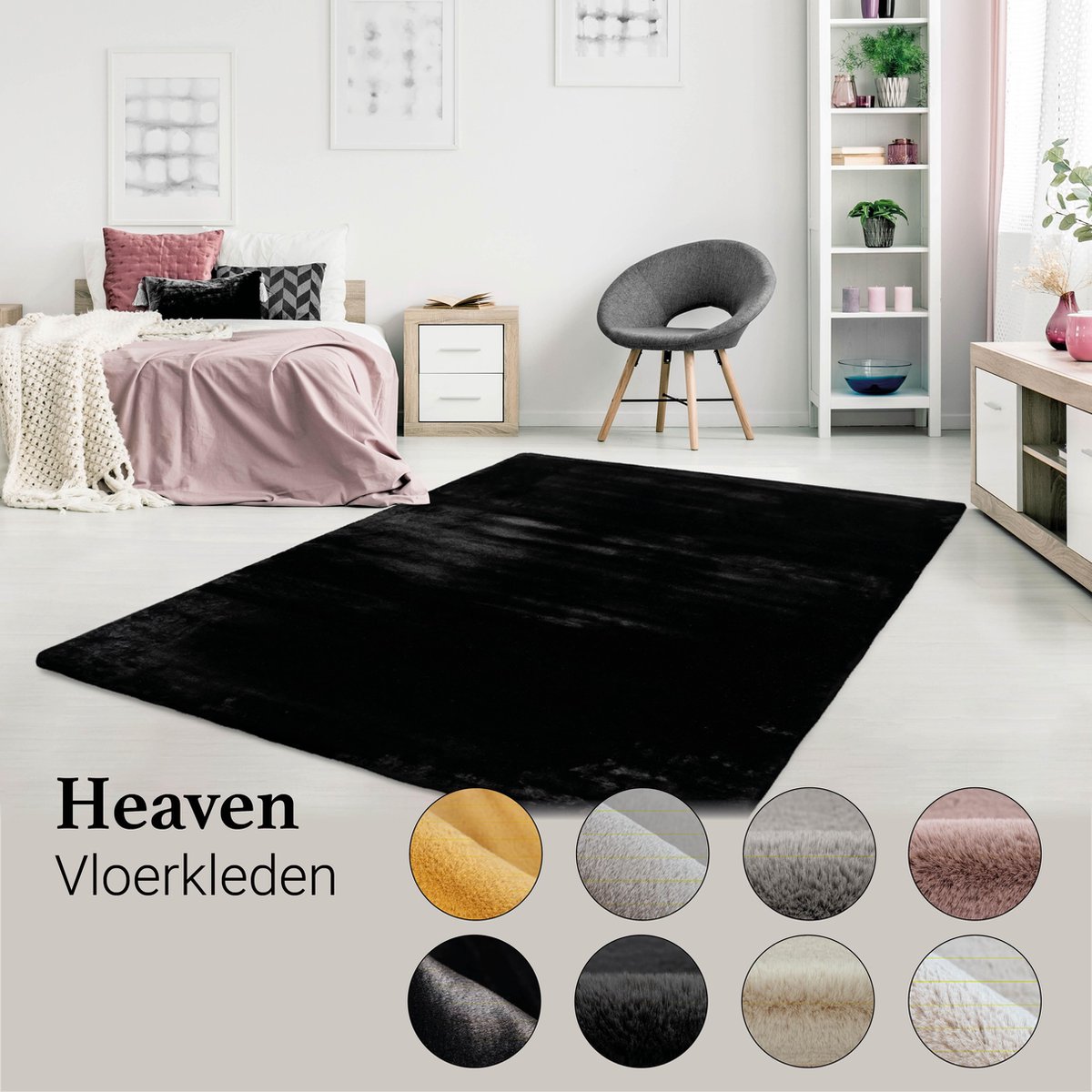 Vloerkleed Heaven Black - Hoogpolig Shaggy - 160x230cm (tweedekans)