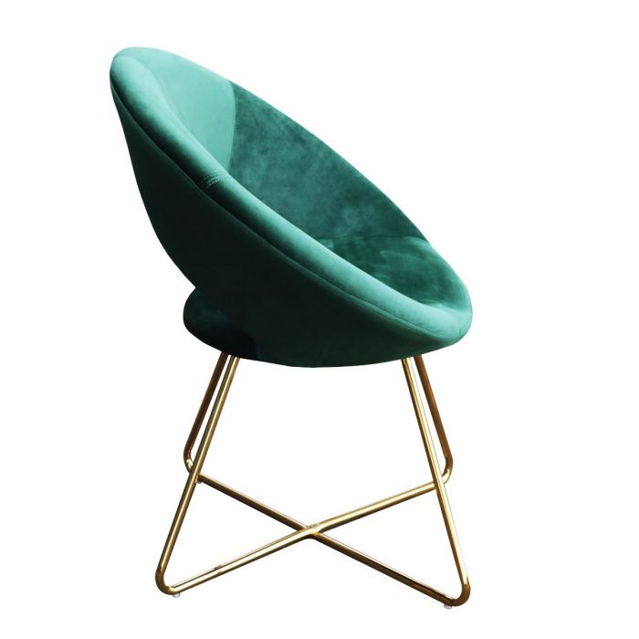 Kick fauteuil Coco velvet groen - goud frame